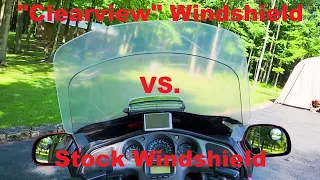 "Clearview" windshield vs stock Honda Goldwing shield comparison with wind speed & noise readings