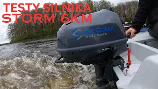 Test silnika Storm 6KM 4T z łódką 3,60m