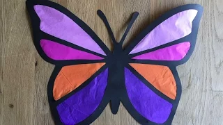 Stained glass window butterfly from tissue paper