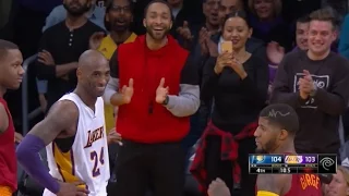 Kobe hits clutch 3 and can't stop laughing at Paul George (after retirement announcement)