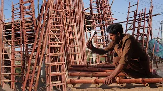 How 45 Years Old Hardworking Man Makes Beautiful Bamboo Ladder | Bamboo Crafts