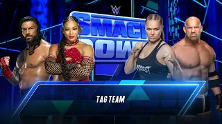 ROMAN REIGNS & BIANCA BELAIR VS RONDA ROUSEY & GOLDBERG