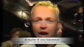 dj taucher @ viva clubrotation from tarm center frechen with bird on his shoulder 1999