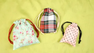 DIY Drawstring Bag // How to Make a Drawstring Bag in 10 minutes