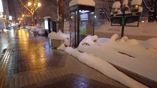 Heavy Snowfall in Sapporo-Hokkaido,Japan🇯🇵⛄️Walking in the winter snow & illumination.