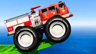 Trucks, Buses and Super Cars Jumping Into The Water - GTA 5 Mods Fails and Wins