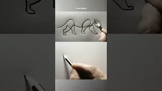 Draw animals tiger and bull from one line art #aram_nabeel #shorts