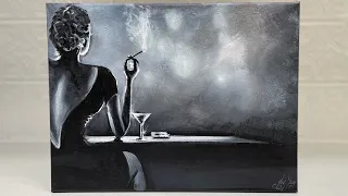 HOW TO PAINT “Martini Night” 🍸 easy STEP BY STEP PAINTING TUTORIAL | acrylic