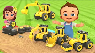 #DIY Assemble Vehicle Toys | Little Baby Boy Girl Fun Play JCB Trucks Vehicle Toys 3D Educational