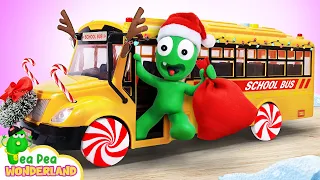 Wheels on the Bus: Pea Pea Repairs the School Bus with Christmas Candy | Pea Pea Wonderland