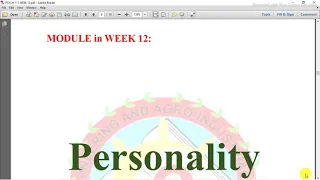 SOCIAL WORK REVIEWER HBSE PSYCH 111 WEEK 12: PERSONALITY