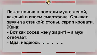 Самые Смешные Анекдоты. Муж с женой в постели слышат как сосед "жарит" свою жену