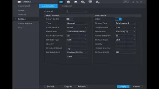How to change camera encode parameter in NVR?