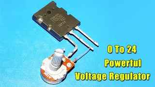 Powerful 0-24v Voltage Regulator Circuit Using One Transistor