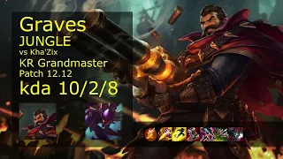 Graves Jungle vs Kha'Zix - KR 10/2/8 Patch 12.12 Gameplay // [롤] 그레이브즈 vs 카직스 정글