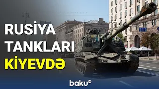 Rusiya hərbi texnikaları Kiyev küçələrində