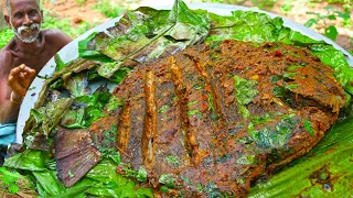 BIG BLACK POMFRET FISH KERALA STYLE POLICHATHU | Traditional Delicious Village Food |Village Grandpa