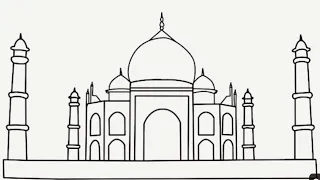 How to draw a Taj Mahal picture from Numbers 444 | very Easy Taj Mahal drawing