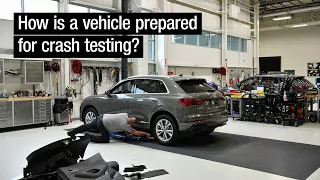 Preparing for an IIHS crash test time lapse