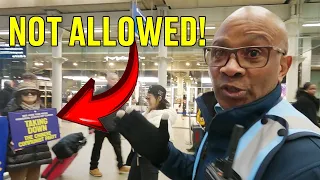 Security Goon at London St Pancras Station Hates Free Speech!