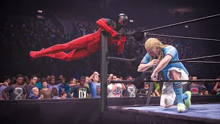 WWE 2K23 Team Football vs Team Spider Man - 8 Man Tag Team Ladder Match 4K