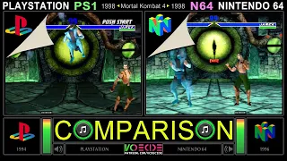 Mortal Kombat 4 (PlayStation vs Nintendo 64) Side by Side Comparison - Dual Longplay