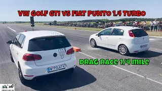 VW GOLF GTI vs FIAT PUNTO 1.4 TURBO drag race 1/4 mile 🚦🚗 - 4K UHD