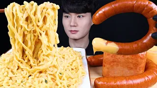 크림진짬뽕 킬바사소세지 스팸 먹방ASMR MUKBANG SPICY CREAMY CHEESE NOODLES & KIELBASA SAUSAGE & SPAM eating sounds