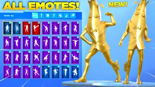 GOLD PEELY SKIN Showcase with All Fortnite Dances & Emotes! (Chapter 2 Season 2 Skin)