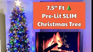 7.5 ft Manchester Slim White Spruce LED Pre Lit Artificial Christmas Tree