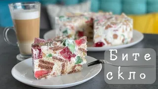 Lazy cake! "Broken glass" dessert! Quick and easy dessert! Jelly, crackers and sour cream!