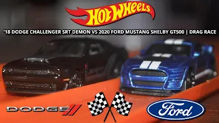 Hot Wheels | '18 Dodge Challenger SRT Demon VS 2020 Ford Mustang Shelby GT500 | Drag Race