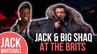 BIG SHAQ Gives Jack Whitehall His Big Puffa Jacket for the Brit Awards 2018