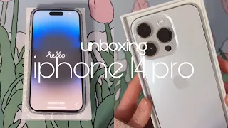 unboxing the silver iphone 14 pro | accesories + camera test !