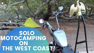 SOLO 1 DAY MOTOCAMPING ON THE WEST COAST ON MY HARLEY DAVIDSON SPORTSTER.