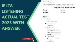 Transport From Airport To Milton IELTS Listening Actual Test with Answers | Seminar on Rock Art |