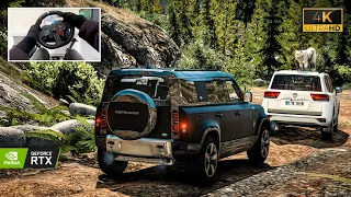 2023 Toyota LC 300 & Land Rover Defender OFFROAD CONVOY | GTA 5 | Steering Wheel Gameplay [4K]