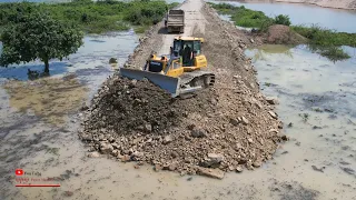 Great.! The Best Bulldozer Push Cutting Gravel Crossing Water​ Construction Building Road