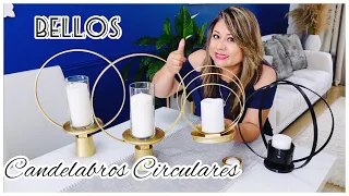 COMO HACER CANDELABROS ELEGANTES CON AROS DE BORDAR // 3 DIYs PORTAVELAS GLAMUROSO