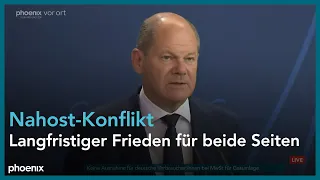 Bundeskanzler Olaf Scholz und  Mahmoud Abbas, Präsident der Palästinensischen Autonomiebehörde