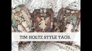 TIM HOLTZ STYLE  tags with paper dolls.