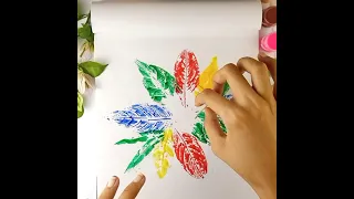 Leaf Impression Painting Tutorial | DIY Leaf Printing For Kids | Leaf Printing Art Activities#shorts
