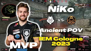 MVP！【NiKo POV】(21-16) rating:1.34 G2 vs ENCE (Ancient) IEM Cologne 2023 Grand Finals Map 4 |CSGO POV