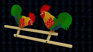 Pecking Roosters Wooden Toy 3D Model