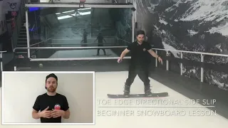 Toe edge directional side slip - Beginner Snowboard lesson