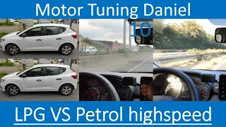 LPG VS Petrol Dacia Sandero 3 on highway / german autobahn