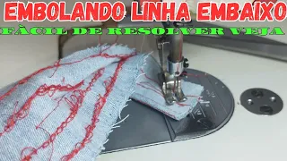 LINHA EMBOLANDO EMBAIXO DO TECIDO COMO REGULAR A MÁQUINA