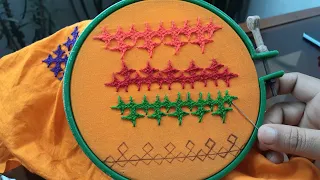 Hand embroidery beautiful dress border design with easy gujrati stitch😮|gujrati selai|Arts&Design