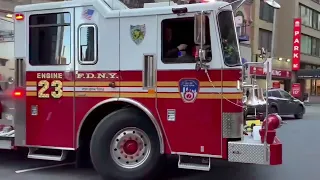 **BRAND NEW 2023 FDNY ENGINE 23** RESPONDING FROM QUARTERS ON WEST 58TH STREET IN MIDTOWN, MANHATTAN