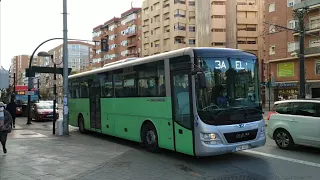 Circulación Plaza Circular tranvía y autobús Man Lion's Intercity 2504 Vectalia (Murcia) 07/12/2021
